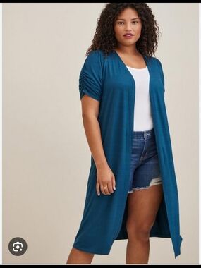 Torrid Sz 2  Teal Open-Front Duster